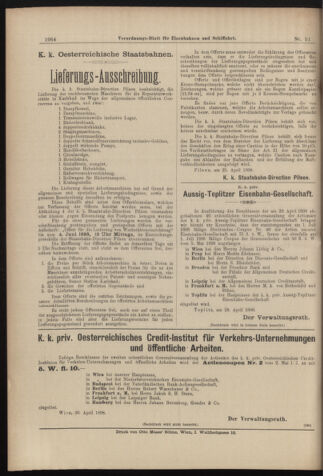 Verordnungs-Blatt für Eisenbahnen und Schiffahrt: Veröffentlichungen in Tarif- und Transport-Angelegenheiten 18980505 Seite: 12