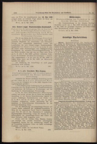 Verordnungs-Blatt für Eisenbahnen und Schiffahrt: Veröffentlichungen in Tarif- und Transport-Angelegenheiten 18980505 Seite: 8