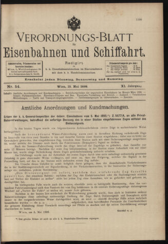 Verordnungs-Blatt für Eisenbahnen und Schiffahrt: Veröffentlichungen in Tarif- und Transport-Angelegenheiten 18980512 Seite: 1