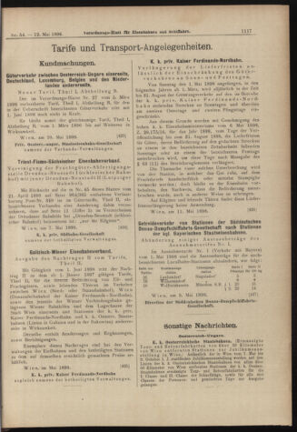 Verordnungs-Blatt für Eisenbahnen und Schiffahrt: Veröffentlichungen in Tarif- und Transport-Angelegenheiten 18980512 Seite: 9