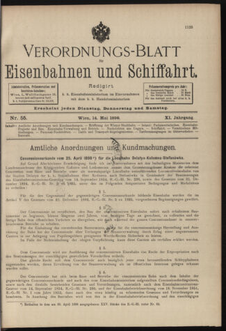 Verordnungs-Blatt für Eisenbahnen und Schiffahrt: Veröffentlichungen in Tarif- und Transport-Angelegenheiten 18980514 Seite: 1