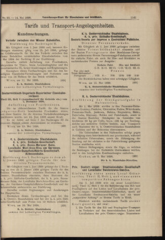 Verordnungs-Blatt für Eisenbahnen und Schiffahrt: Veröffentlichungen in Tarif- und Transport-Angelegenheiten 18980514 Seite: 17