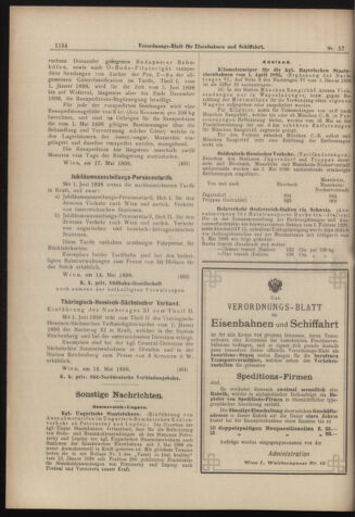 Verordnungs-Blatt für Eisenbahnen und Schiffahrt: Veröffentlichungen in Tarif- und Transport-Angelegenheiten 18980519 Seite: 16