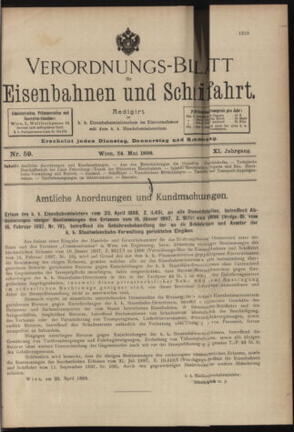 Verordnungs-Blatt für Eisenbahnen und Schiffahrt: Veröffentlichungen in Tarif- und Transport-Angelegenheiten 18980524 Seite: 1