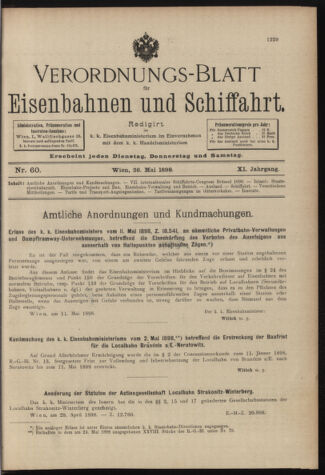 Verordnungs-Blatt für Eisenbahnen und Schiffahrt: Veröffentlichungen in Tarif- und Transport-Angelegenheiten 18980526 Seite: 1