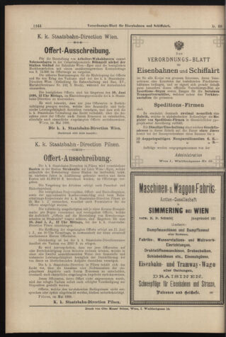 Verordnungs-Blatt für Eisenbahnen und Schiffahrt: Veröffentlichungen in Tarif- und Transport-Angelegenheiten 18980526 Seite: 16