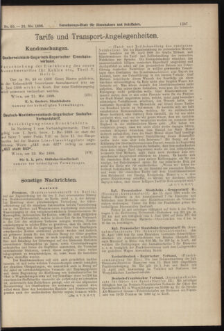 Verordnungs-Blatt für Eisenbahnen und Schiffahrt: Veröffentlichungen in Tarif- und Transport-Angelegenheiten 18980526 Seite: 9