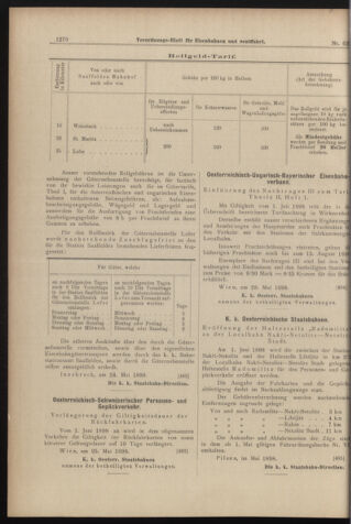 Verordnungs-Blatt für Eisenbahnen und Schiffahrt: Veröffentlichungen in Tarif- und Transport-Angelegenheiten 18980602 Seite: 10