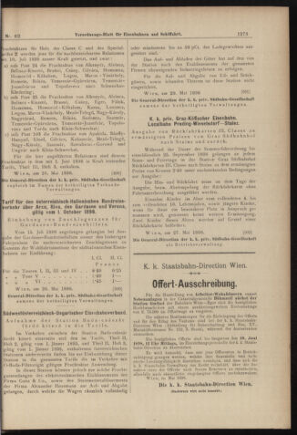 Verordnungs-Blatt für Eisenbahnen und Schiffahrt: Veröffentlichungen in Tarif- und Transport-Angelegenheiten 18980602 Seite: 13