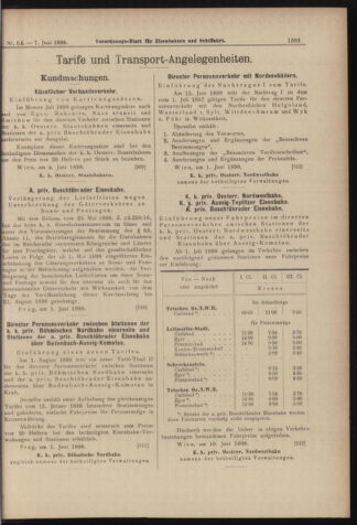 Verordnungs-Blatt für Eisenbahnen und Schiffahrt: Veröffentlichungen in Tarif- und Transport-Angelegenheiten 18980607 Seite: 11