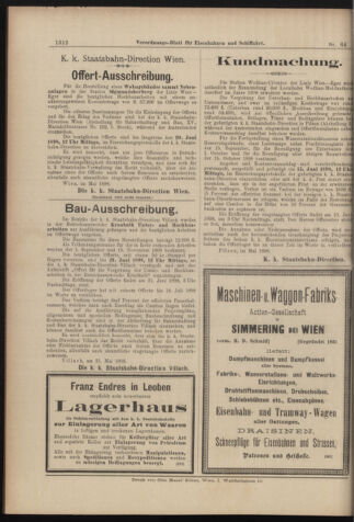 Verordnungs-Blatt für Eisenbahnen und Schiffahrt: Veröffentlichungen in Tarif- und Transport-Angelegenheiten 18980607 Seite: 20