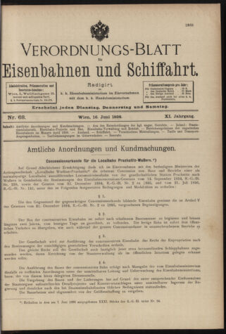 Verordnungs-Blatt für Eisenbahnen und Schiffahrt: Veröffentlichungen in Tarif- und Transport-Angelegenheiten 18980616 Seite: 1