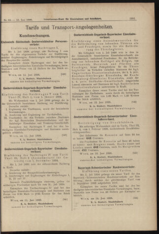 Verordnungs-Blatt für Eisenbahnen und Schiffahrt: Veröffentlichungen in Tarif- und Transport-Angelegenheiten 18980616 Seite: 13