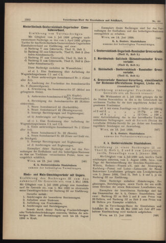 Verordnungs-Blatt für Eisenbahnen und Schiffahrt: Veröffentlichungen in Tarif- und Transport-Angelegenheiten 18980616 Seite: 14