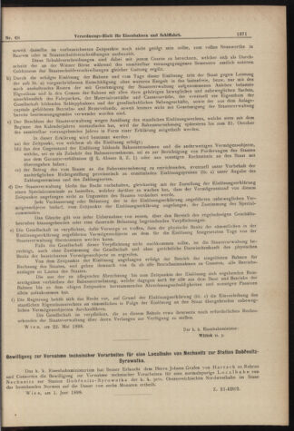 Verordnungs-Blatt für Eisenbahnen und Schiffahrt: Veröffentlichungen in Tarif- und Transport-Angelegenheiten 18980616 Seite: 3