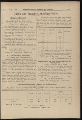 Verordnungs-Blatt für Eisenbahnen und Schiffahrt: Veröffentlichungen in Tarif- und Transport-Angelegenheiten 18980621 Seite: 27