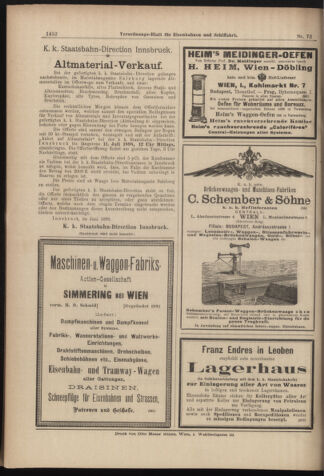 Verordnungs-Blatt für Eisenbahnen und Schiffahrt: Veröffentlichungen in Tarif- und Transport-Angelegenheiten 18980625 Seite: 16