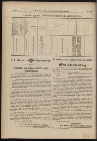 Verordnungs-Blatt für Eisenbahnen und Schiffahrt: Veröffentlichungen in Tarif- und Transport-Angelegenheiten 18980628 Seite: 16