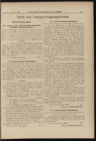 Verordnungs-Blatt für Eisenbahnen und Schiffahrt: Veröffentlichungen in Tarif- und Transport-Angelegenheiten 18980628 Seite: 7