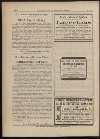 Verordnungs-Blatt für Eisenbahnen und Schiffahrt: Veröffentlichungen in Tarif- und Transport-Angelegenheiten 18980702 Seite: 16