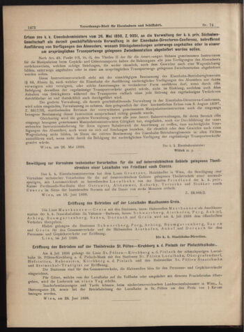 Verordnungs-Blatt für Eisenbahnen und Schiffahrt: Veröffentlichungen in Tarif- und Transport-Angelegenheiten 18980702 Seite: 4