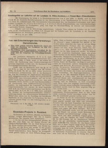 Verordnungs-Blatt für Eisenbahnen und Schiffahrt: Veröffentlichungen in Tarif- und Transport-Angelegenheiten 18980702 Seite: 5