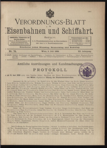 Verordnungs-Blatt für Eisenbahnen und Schiffahrt: Veröffentlichungen in Tarif- und Transport-Angelegenheiten 18980705 Seite: 1