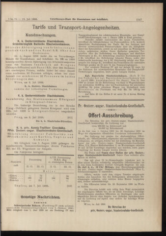 Verordnungs-Blatt für Eisenbahnen und Schiffahrt: Veröffentlichungen in Tarif- und Transport-Angelegenheiten 18980712 Seite: 11