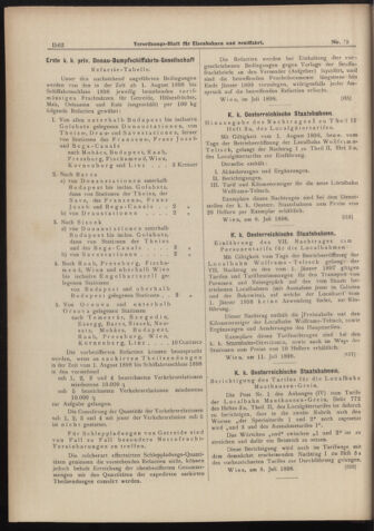 Verordnungs-Blatt für Eisenbahnen und Schiffahrt: Veröffentlichungen in Tarif- und Transport-Angelegenheiten 18980714 Seite: 10