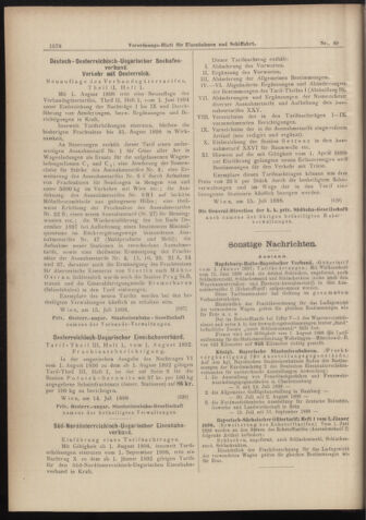 Verordnungs-Blatt für Eisenbahnen und Schiffahrt: Veröffentlichungen in Tarif- und Transport-Angelegenheiten 18980716 Seite: 10