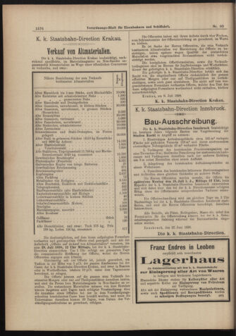 Verordnungs-Blatt für Eisenbahnen und Schiffahrt: Veröffentlichungen in Tarif- und Transport-Angelegenheiten 18980716 Seite: 8