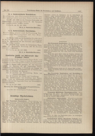 Verordnungs-Blatt für Eisenbahnen und Schiffahrt: Veröffentlichungen in Tarif- und Transport-Angelegenheiten 18980721 Seite: 11