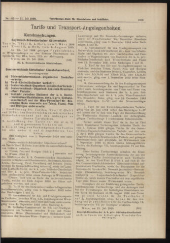 Verordnungs-Blatt für Eisenbahnen und Schiffahrt: Veröffentlichungen in Tarif- und Transport-Angelegenheiten 18980721 Seite: 9