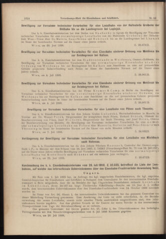 Verordnungs-Blatt für Eisenbahnen und Schiffahrt: Veröffentlichungen in Tarif- und Transport-Angelegenheiten 18980723 Seite: 2