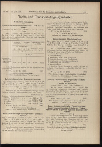 Verordnungs-Blatt für Eisenbahnen und Schiffahrt: Veröffentlichungen in Tarif- und Transport-Angelegenheiten 18980723 Seite: 9