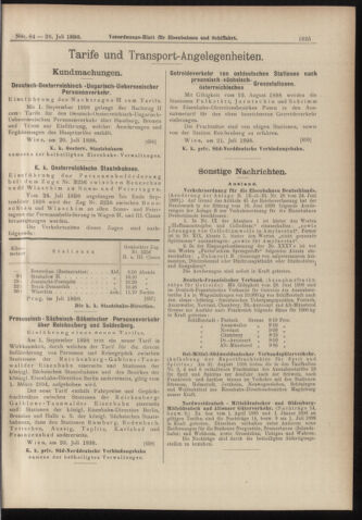 Verordnungs-Blatt für Eisenbahnen und Schiffahrt: Veröffentlichungen in Tarif- und Transport-Angelegenheiten 18980726 Seite: 7