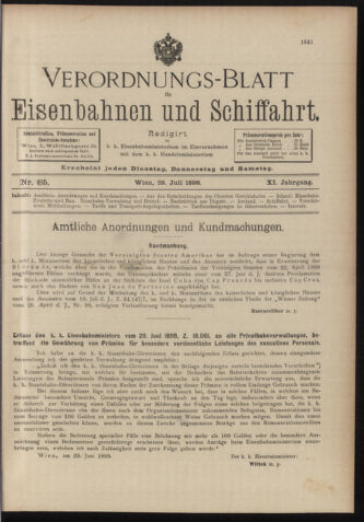 Verordnungs-Blatt für Eisenbahnen und Schiffahrt: Veröffentlichungen in Tarif- und Transport-Angelegenheiten 18980728 Seite: 1