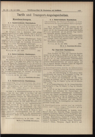 Verordnungs-Blatt für Eisenbahnen und Schiffahrt: Veröffentlichungen in Tarif- und Transport-Angelegenheiten 18980730 Seite: 9