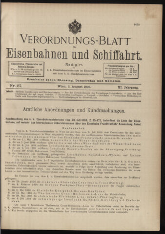 Verordnungs-Blatt für Eisenbahnen und Schiffahrt: Veröffentlichungen in Tarif- und Transport-Angelegenheiten 18980802 Seite: 1