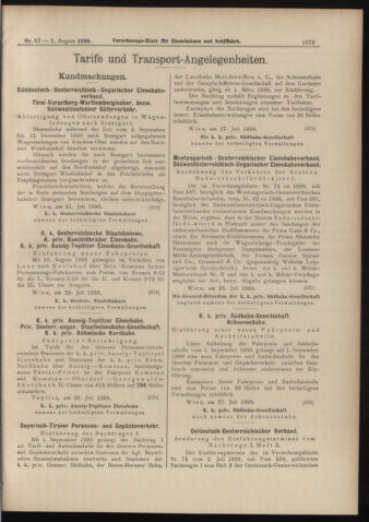 Verordnungs-Blatt für Eisenbahnen und Schiffahrt: Veröffentlichungen in Tarif- und Transport-Angelegenheiten 18980802 Seite: 7