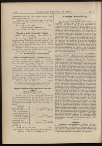 Verordnungs-Blatt für Eisenbahnen und Schiffahrt: Veröffentlichungen in Tarif- und Transport-Angelegenheiten 18980802 Seite: 8