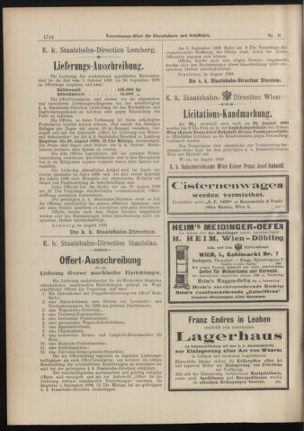 Verordnungs-Blatt für Eisenbahnen und Schiffahrt: Veröffentlichungen in Tarif- und Transport-Angelegenheiten 18980806 Seite: 14