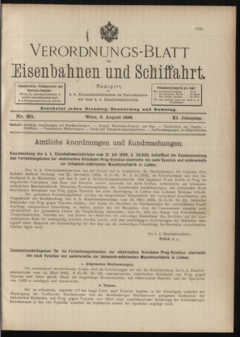 Verordnungs-Blatt für Eisenbahnen und Schiffahrt: Veröffentlichungen in Tarif- und Transport-Angelegenheiten 18980809 Seite: 1