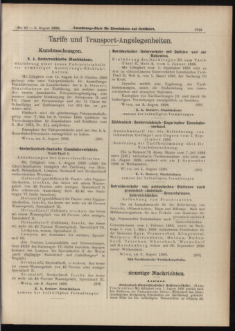 Verordnungs-Blatt für Eisenbahnen und Schiffahrt: Veröffentlichungen in Tarif- und Transport-Angelegenheiten 18980809 Seite: 5