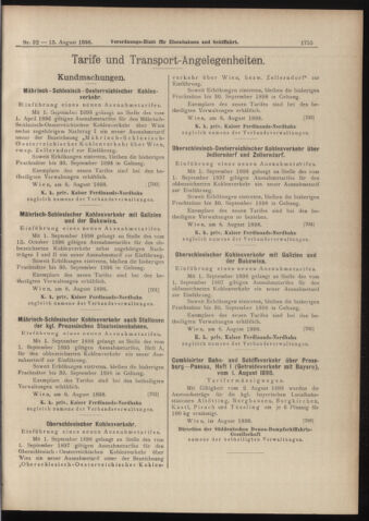 Verordnungs-Blatt für Eisenbahnen und Schiffahrt: Veröffentlichungen in Tarif- und Transport-Angelegenheiten 18980813 Seite: 11