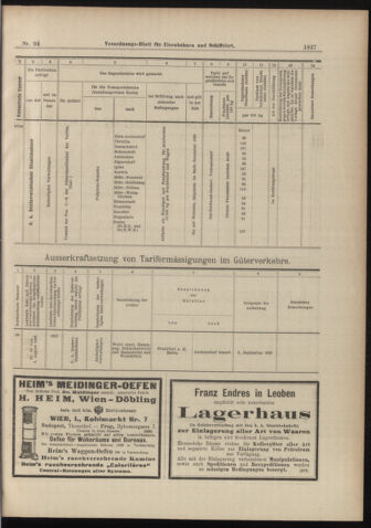 Verordnungs-Blatt für Eisenbahnen und Schiffahrt: Veröffentlichungen in Tarif- und Transport-Angelegenheiten 18980820 Seite: 19