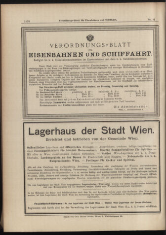 Verordnungs-Blatt für Eisenbahnen und Schiffahrt: Veröffentlichungen in Tarif- und Transport-Angelegenheiten 18980820 Seite: 20