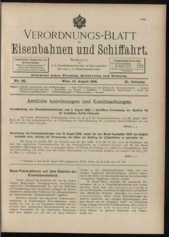 Verordnungs-Blatt für Eisenbahnen und Schiffahrt: Veröffentlichungen in Tarif- und Transport-Angelegenheiten 18980823 Seite: 1