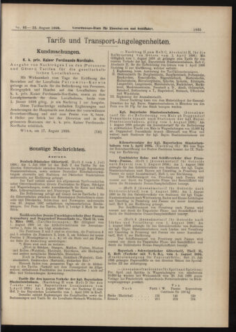 Verordnungs-Blatt für Eisenbahnen und Schiffahrt: Veröffentlichungen in Tarif- und Transport-Angelegenheiten 18980823 Seite: 7