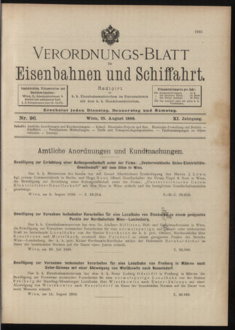 Verordnungs-Blatt für Eisenbahnen und Schiffahrt: Veröffentlichungen in Tarif- und Transport-Angelegenheiten 18980825 Seite: 1